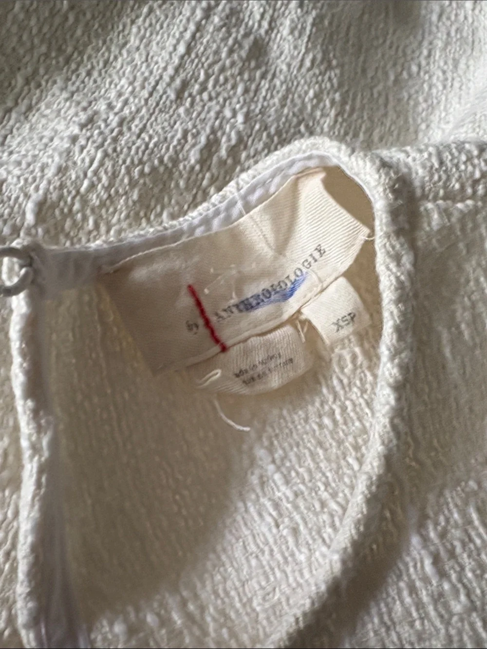 Anthropologie Puff-Sleeve Textured Blouse Top Women’s XS Petite Ivory